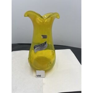 MCM Empoli Glass Toscany Handcrafted Italian Ruffled Vase Yellow (v86)